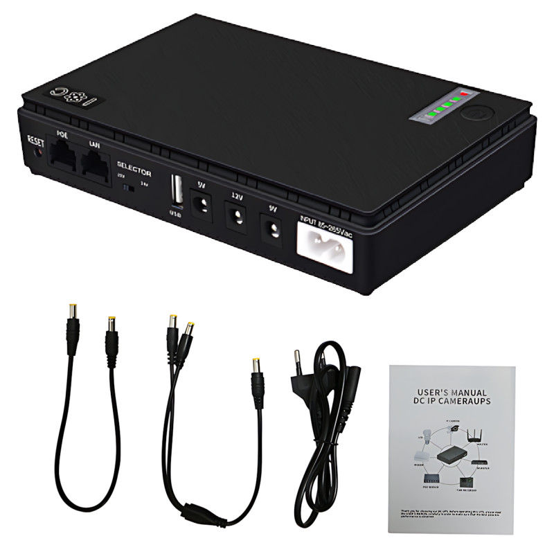 Джерело безперебійного живлення 10400mAh, UPS безперебійник для роутера та медіаконвертера DC1018P 18 Вт 5/9/12В фото - 10