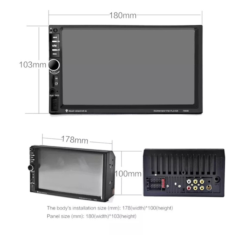 Автомагнітола 2Din сенсорна, Bluetooth AMP 7010B Slim, пульт в комплекті фото - 5