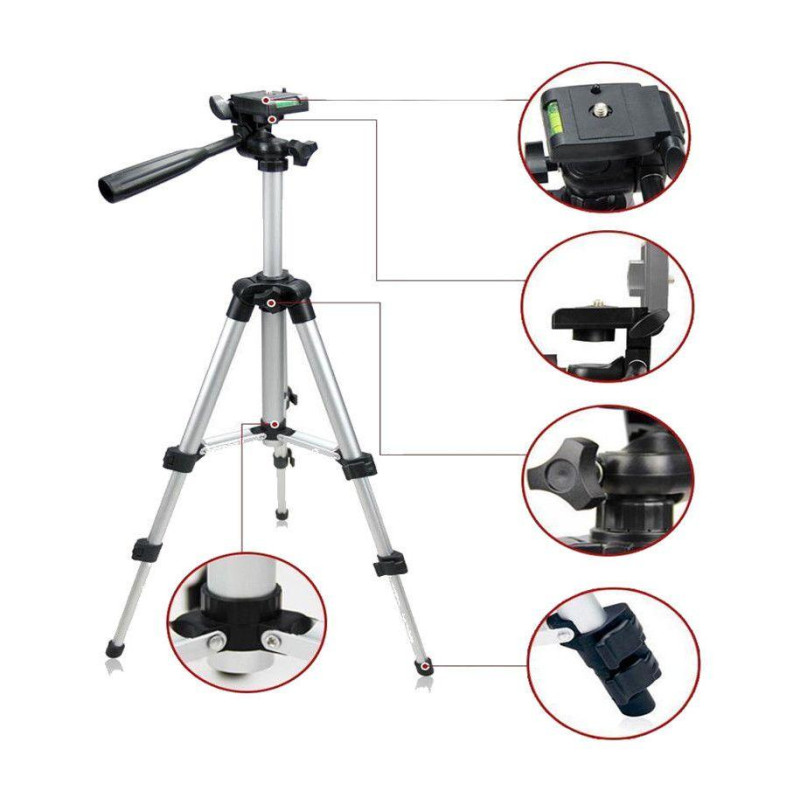 Штатив для видеотехники и смартфона TRIPOD TF-3110, напольный, телескопический, серебро фото - 2