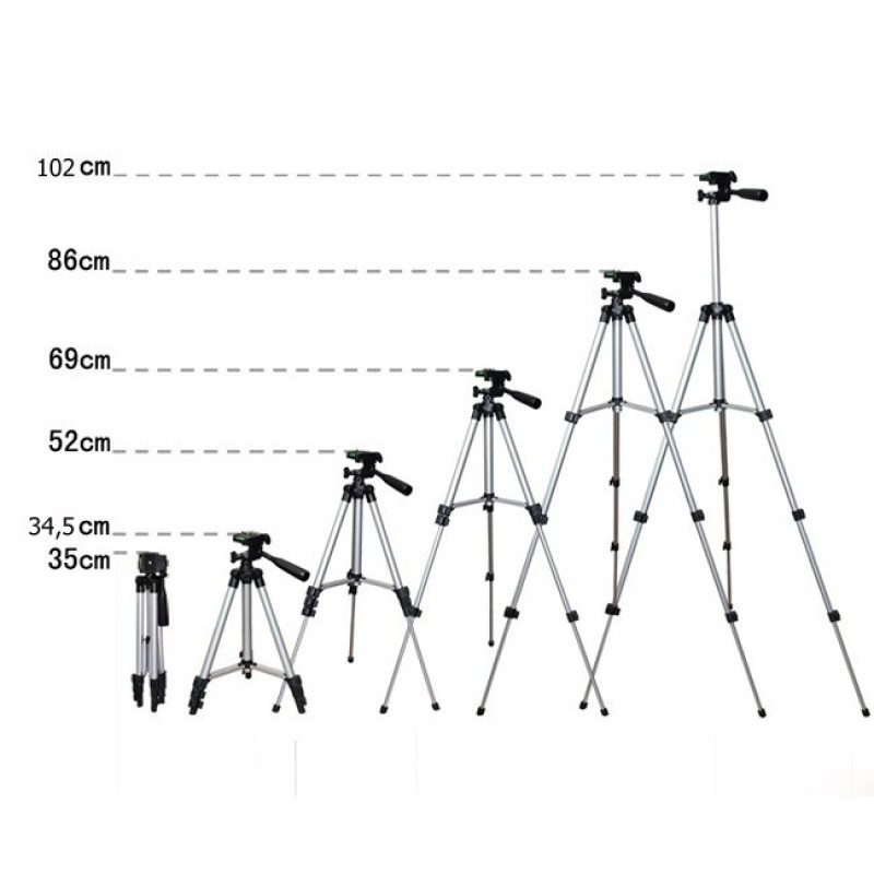 Штатив для видеотехники и смартфона TRIPOD TF-3110, напольный, телескопический, серебро фото - 3