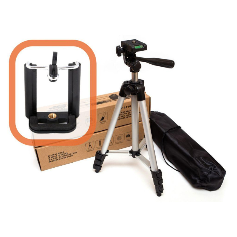 Штатив для видеотехники и смартфона TRIPOD TF-3110, напольный, телескопический, серебро фото - 5