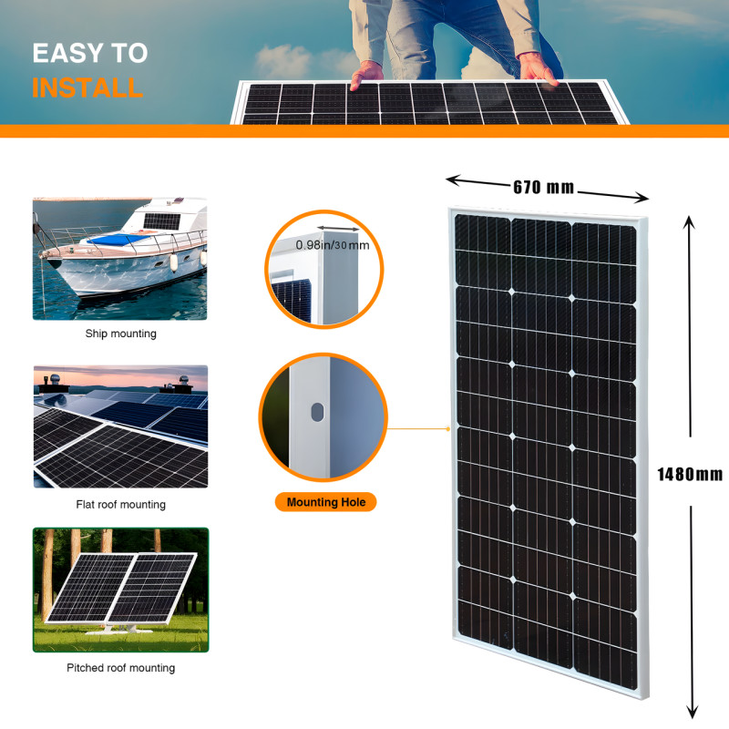 Сонячна панель UKC SA-170, 18v, 170 W 148*67*3 фото - 7