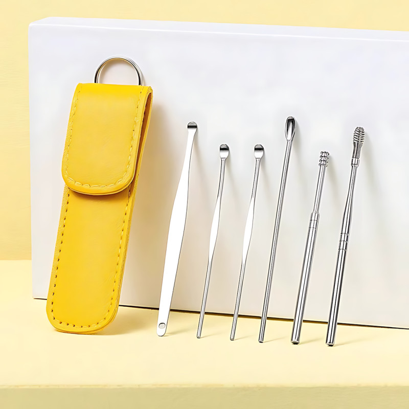 Набор инструментов для чистки ушей TOOL SET, 6 предметов, медсталь, футляр, для удаления серных пробок фото - 5