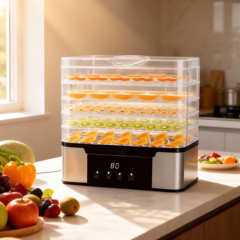 Дегидратор (сушилка) для фруктов RAF R.6801 350 Вт, 5 ярусов, регулировка температуры, нержавеющая сталь фото - 9