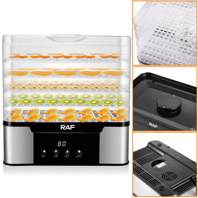 Дегидратор (сушилка) для фруктов RAF R.6801 350 Вт, 5 ярусов, регулировка температуры, нержавеющая сталь
