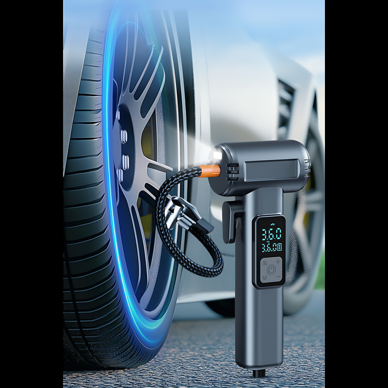 Акумуляторний компресор SW-201B 150 PSI 12 V з цифровим дисплеєм і Powerbank — портативний автомобільний насос для шин, вело фото - 27