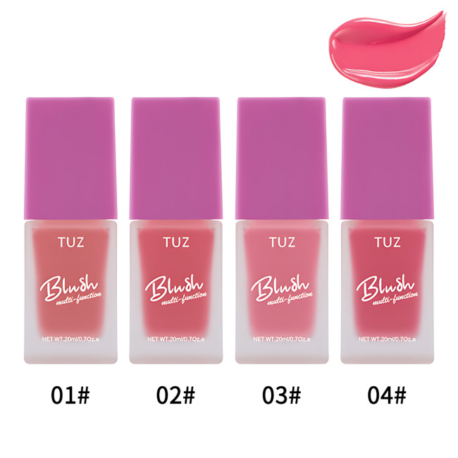 Кремовый мультитаскер TUZ Liquid Blush Brightens, с матовым финишем, водонепроницаемый, 20 мл, 4 оттенка Вишневый