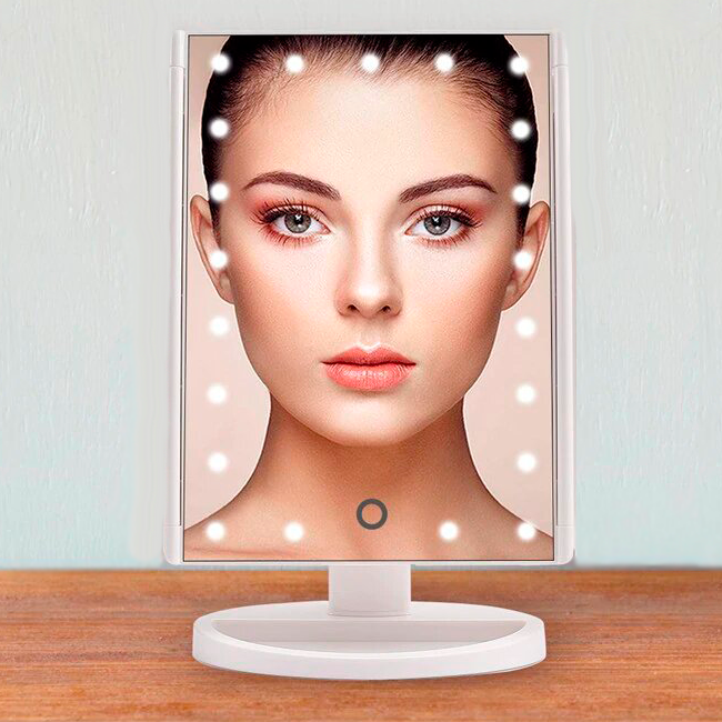 Поворотне косметичне дзеркало для макіяжу Magic Makeup MIRROR 22 LED з сенсорною кнопкою