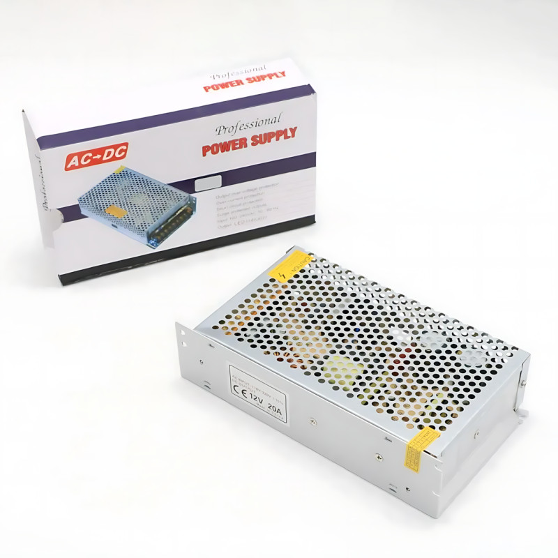 Адаптер живлення 12 V 20 A METAL, імпульсний блок живлення 220 В-12 В у перфорованому металевому корпусі, із захистом від КЗ фото - 10
