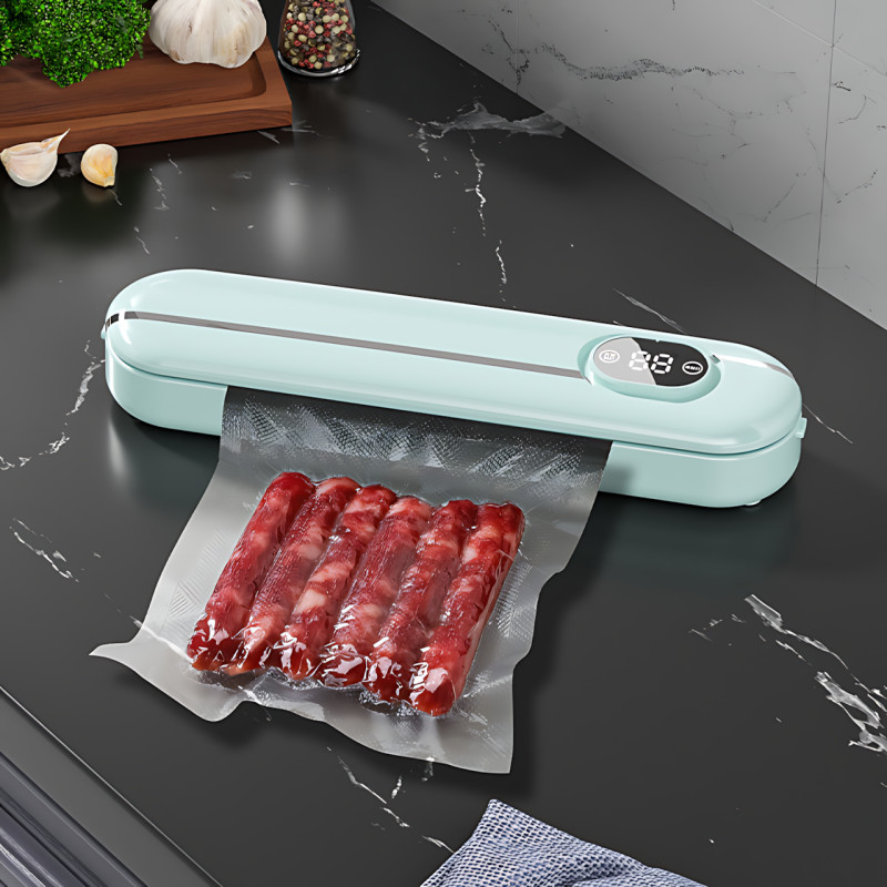 Вакуумний пакувальник продуктів Vacuum Sealer YQ-666, 300 Вт, дисплей, для сухого/вологого паковання + 10 пакетів фото - 7