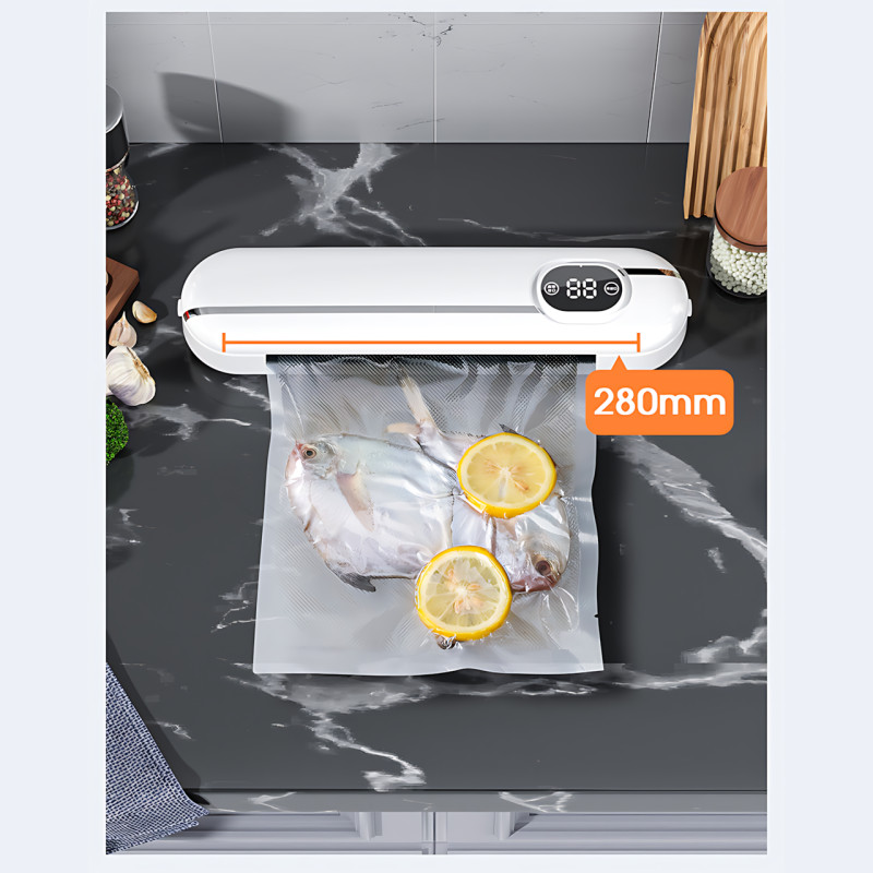 Вакуумний пакувальник продуктів Vacuum Sealer YQ-666, 300 Вт, дисплей, для сухого/вологого паковання + 10 пакетів фото - 5