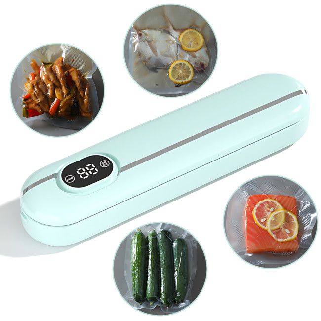 Вакуумний пакувальник продуктів Vacuum Sealer YQ-666, 300 Вт, дисплей, для сухого/вологого паковання + 10 пакетів