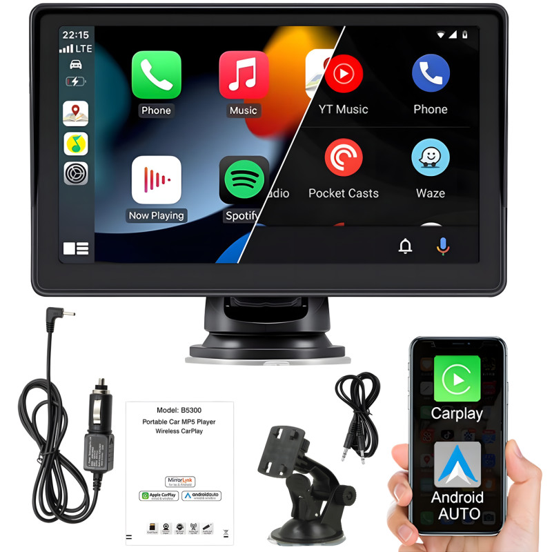 Портативный монитор 7-дюймовый с поддержкой Carplay CJ-PTC 207, Для камер заднего вида фото - 3