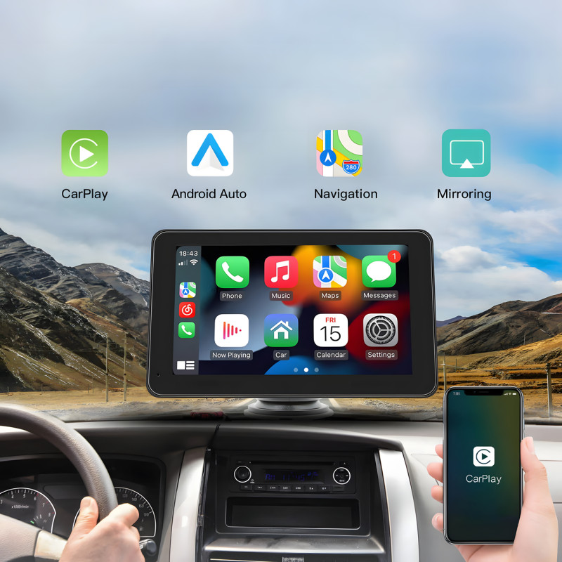 Портативный монитор 7-дюймовый с поддержкой Carplay CJ-PTC 207, Для камер заднего вида фото - 2