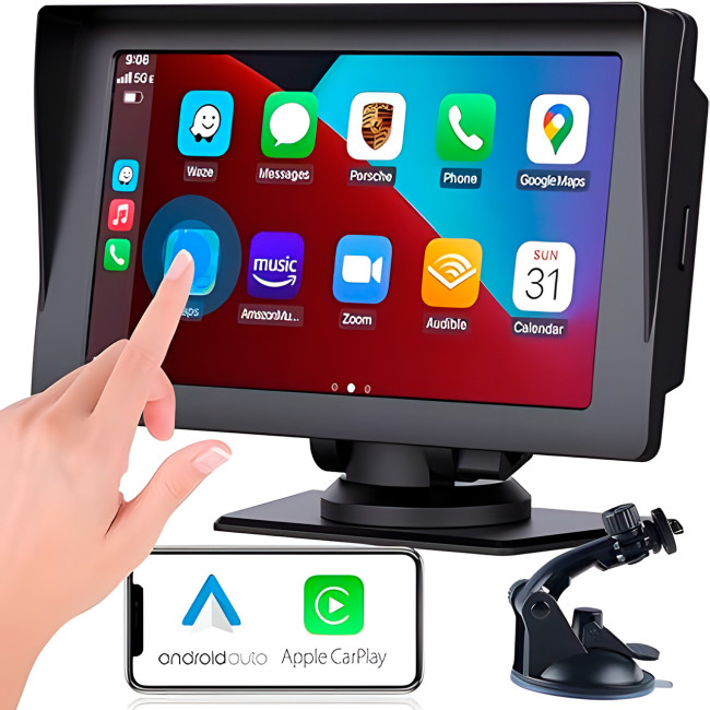 Портативный монитор 7-дюймовый с поддержкой Carplay CJ-PTC 207, Для камер заднего вида