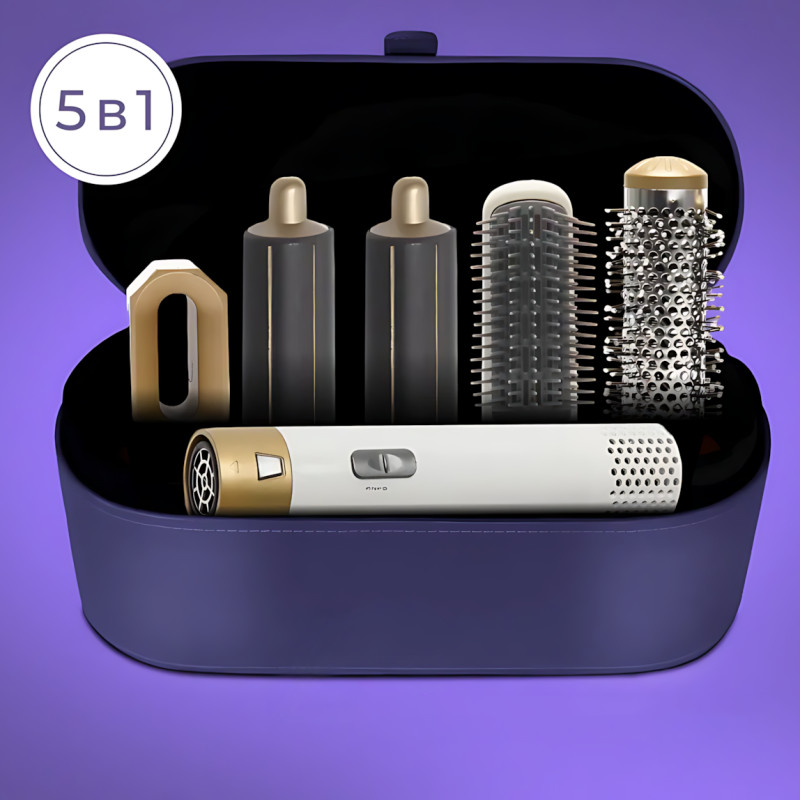 Фен-стайлер 5 в 1 Hot Air Styler 1200 Вт з іонізацією, температурою до 120 °C, 3 режими, у кейсі, шнур 2 м фото - 2