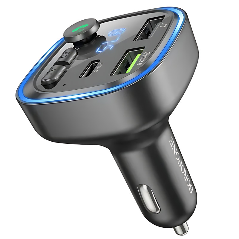 Автомобільний FM-трансмітер Borofone BC48 Broad — Bluetooth 5.0, QC3.0, 2xUSB, Type-C 18W, TF-карта фото - 6