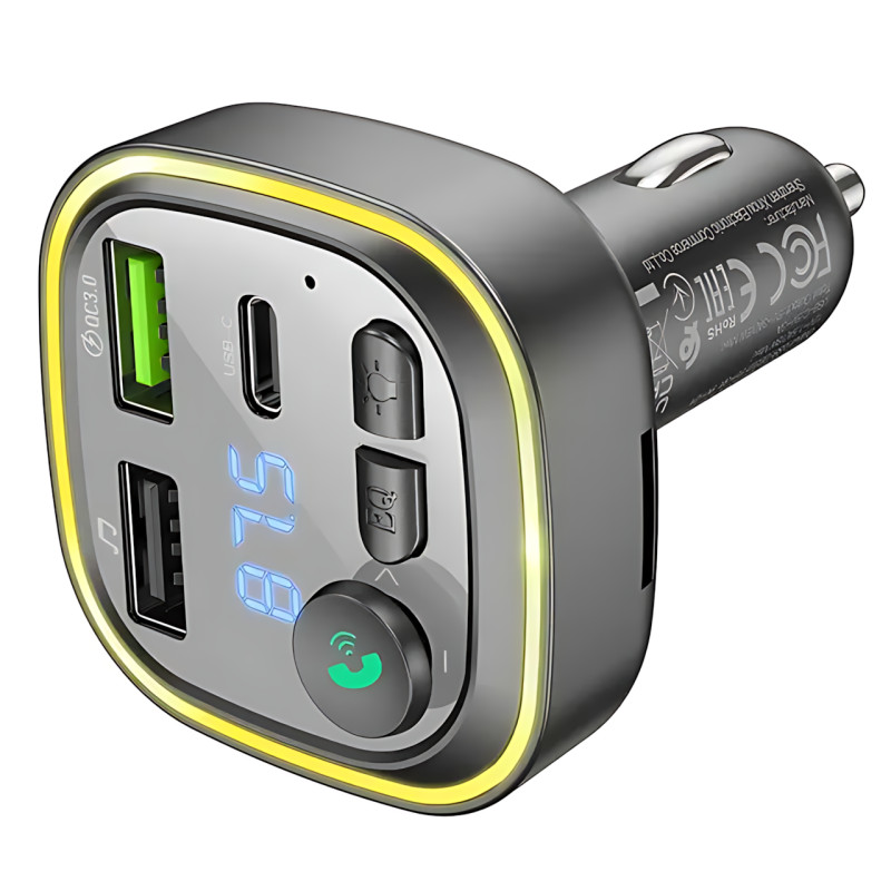 Автомобільний FM-трансмітер Borofone BC48 Broad — Bluetooth 5.0, QC3.0, 2xUSB, Type-C 18W, TF-карта фото - 8