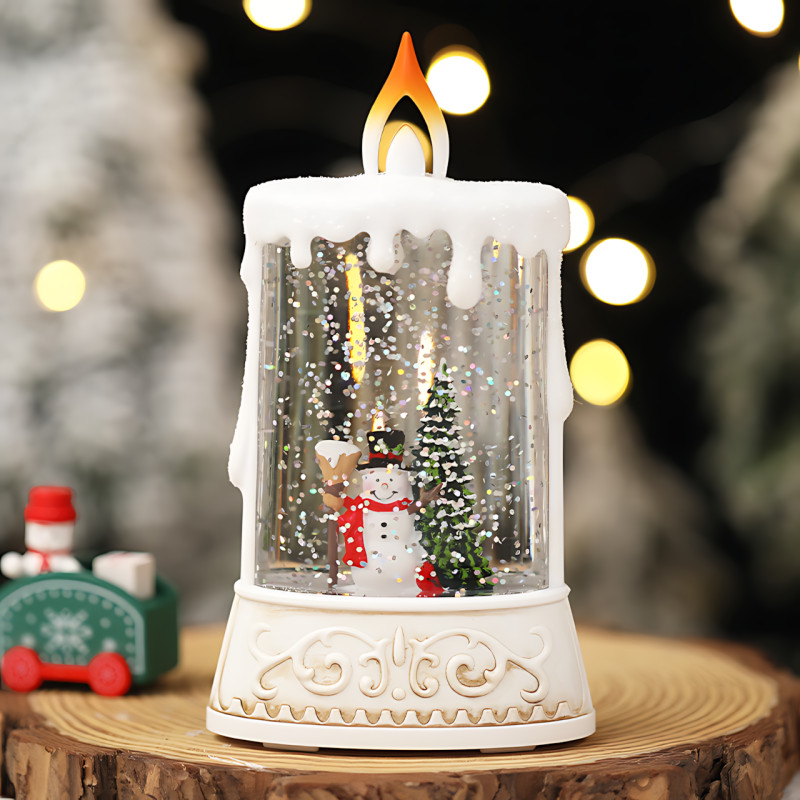Праздничный ночник WDL 23005C XMAS, с фигуркой снеговика, елкой, с имитацией снежной метели, работа от 2-х АА фото - 3