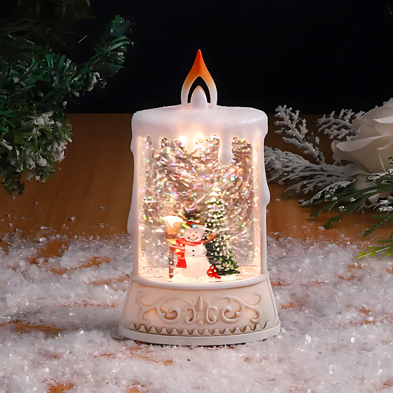 Праздничный ночник WDL 23005C XMAS, с фигуркой снеговика, елкой, с имитацией снежной метели, работа от 2-х АА фото - 7