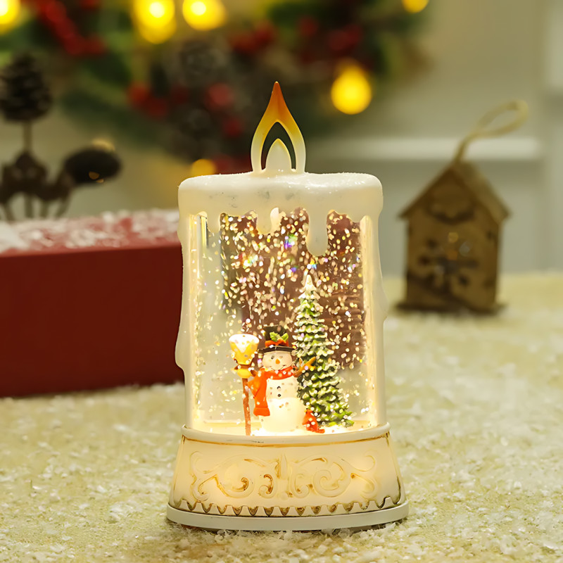 Праздничный ночник WDL 23005C XMAS, с фигуркой снеговика, елкой, с имитацией снежной метели, работа от 2-х АА фото - 8