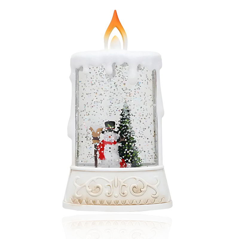 Праздничный ночник WDL 23005C XMAS, с фигуркой снеговика, елкой, с имитацией снежной метели, работа от 2-х АА фото - 2