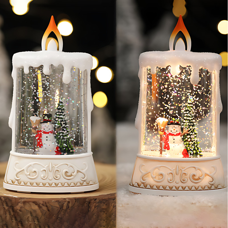 Праздничный ночник WDL 23005C XMAS, с фигуркой снеговика, елкой, с имитацией снежной метели, работа от 2-х АА фото - 6