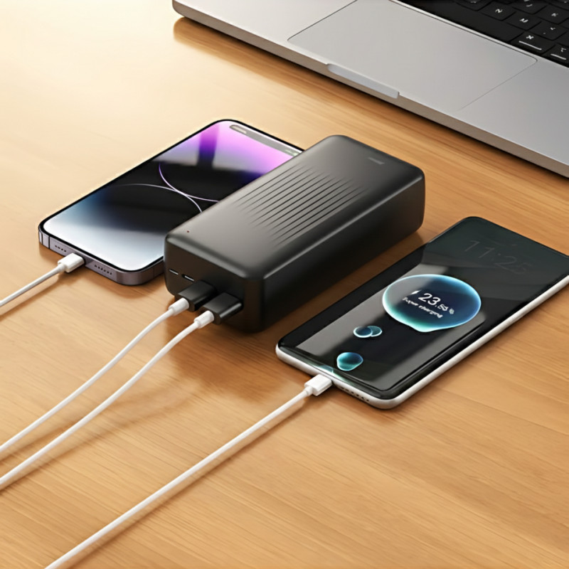 Power Bank BOROFONE BJ80B 30000 mAh, 22.5W быстрая зарядка PD, 2&times;USB + Type-C, LED-индикатор, Li-Pol, черный фото - 9