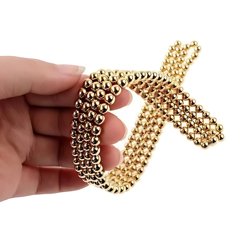 Неокуб NeoCube 5 мм золотой &mdash; магнитный конструктор антистресс, 216 неодимовых шариков, головоломка для творчества и развития фото - 3