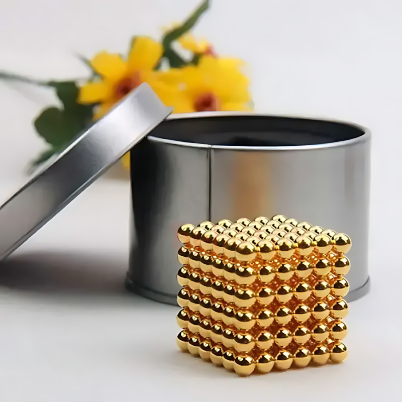 Неокуб NeoCube 5 мм золотой &mdash; магнитный конструктор антистресс, 216 неодимовых шариков, головоломка для творчества и развития фото - 10