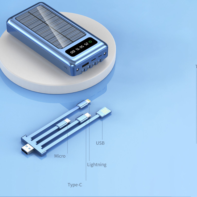 Мобильная зарядка POWER BANK 10000MAH + Solar, портативное зарядное устройство с быстрой зарядкой фото - 3