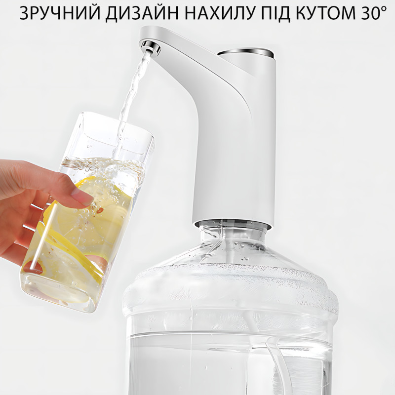 Електропомпа GRANT AND387 для бутильованої води, сенсорна, 1000 мА·год, 600 мл/безперервний режим, білий фото - 6