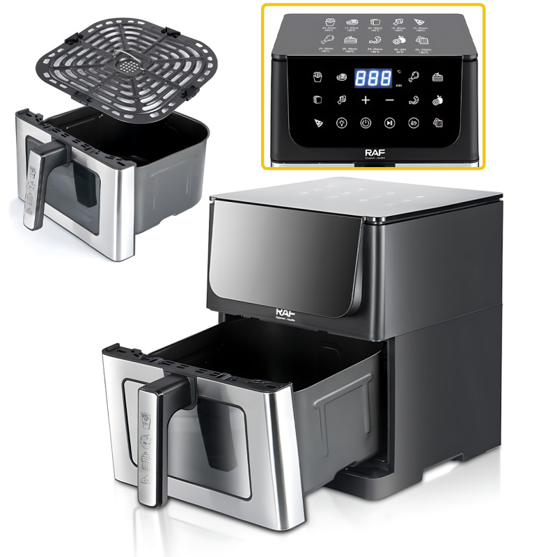 Аэрогриль Air Fryer RAF R.5290, 8 л, 1800 Вт, цифровое управление, LED-дисплей, 360° конвекция, гриль фото - 7
