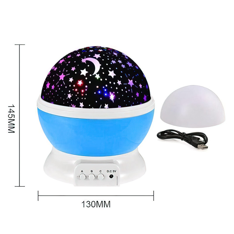 Ночник-проектор звездного неба 3D Star, вращающийся, 3 режима, на батарейках или от USB, фиолетовый фото - 8
