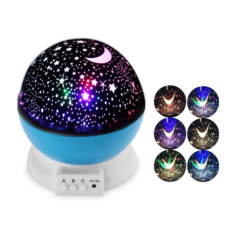 Ночник-проектор звездного неба 3D Star, вращающийся, 3 режима, на батарейках или от USB, фиолетовый фото - 3