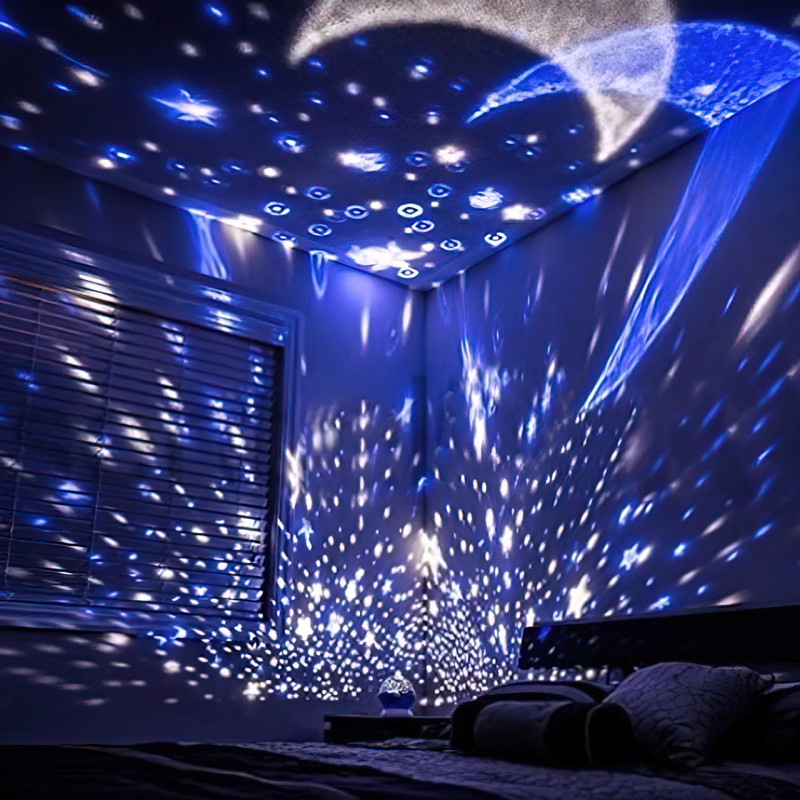 Ночник-проектор звездного неба 3D Star, вращающийся, 3 режима, на батарейках или от USB, фиолетовый фото - 7