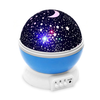 Ночник-проектор звездного неба 3D Star, вращающийся, 3 режима, на батарейках или от USB, фиолетовый