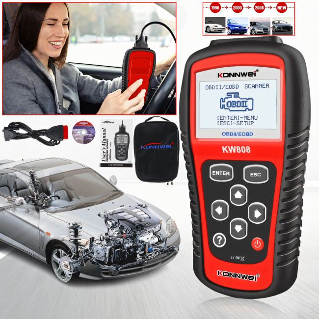 Автовихід OBDII/EOBD scanner KW 808, універсальний автомобільний сканер