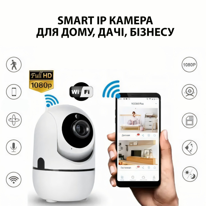 Бездротова Wi-Fi IP-камера Y13G з розпізнаванням облич, внутрішнє відеоспостереження, відео няня фото - 5