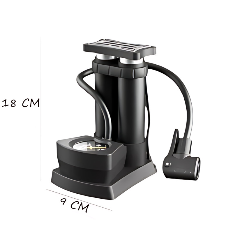Насос ножной Air pump AND S98-2409-Y, двухцилиндровый мини-насос с универсальным нипелем и манометром фото - 7