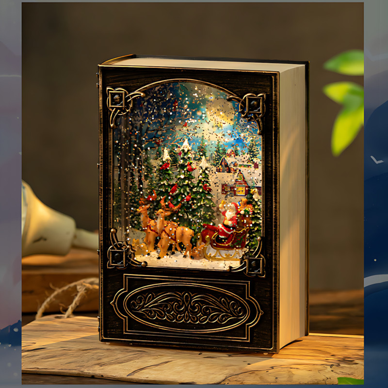Вінтажний нічник світильник Xmas WDL 24023B, музичний нічник — книжка з ефектом мітки фото - 6