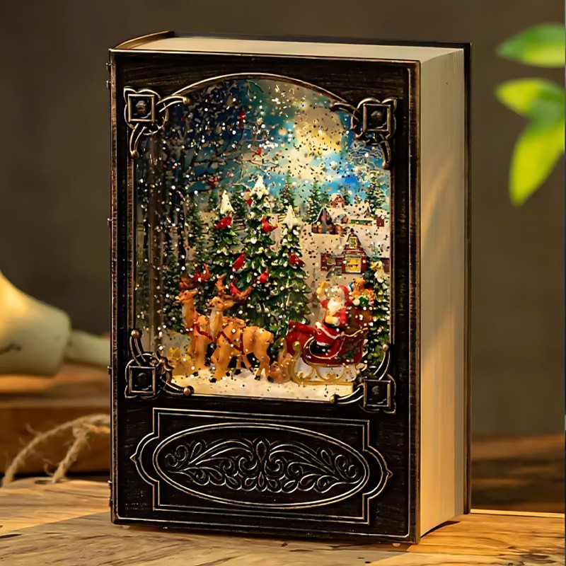 Вінтажний нічник світильник Xmas WDL 24023B, музичний нічник — книжка з ефектом мітки фото - 8