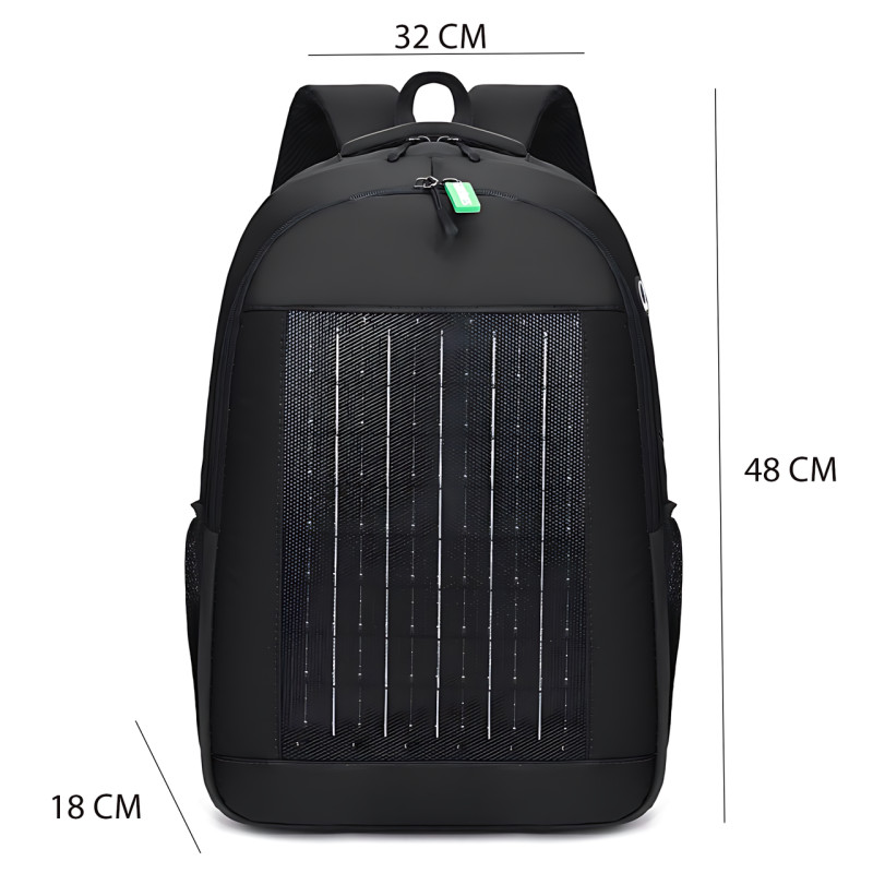 Рюкзак із вбудованою сонячною батареєю 10w і USB-виходом GDTIMES GD-1320SL, чорний фото - 6