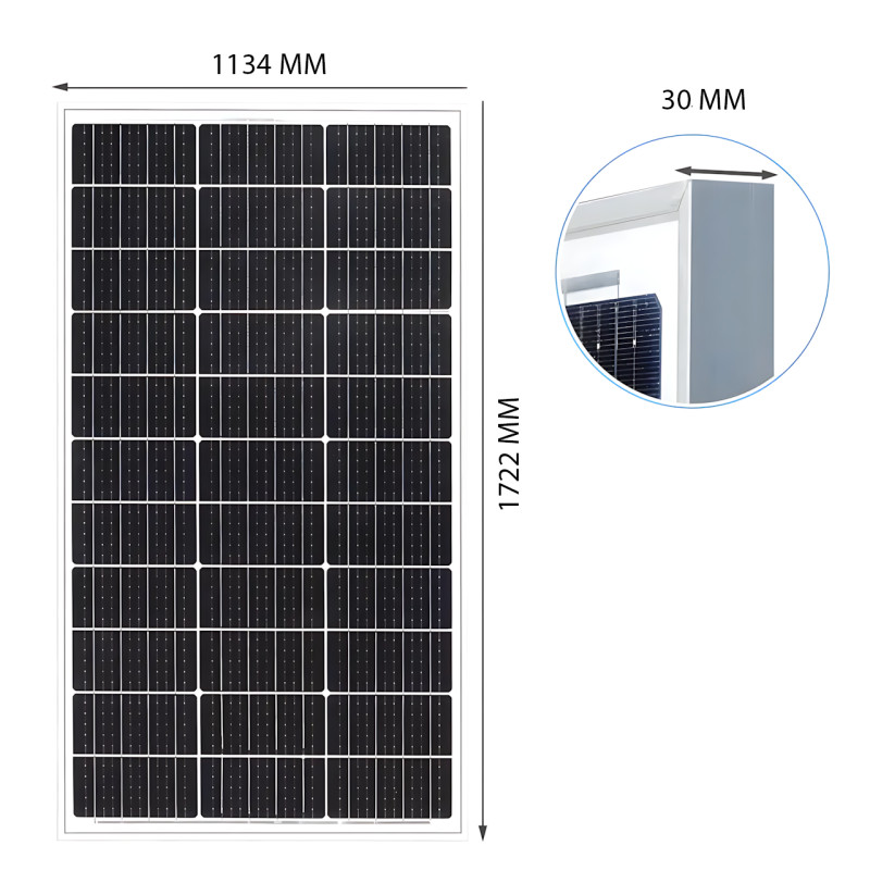 Солнечная панель Wimpex WX-45000, 450W, 38.85V, 11.6A, монокристаллическая, алюминиевая рамка, 1722×1134×30 мм фото - 7