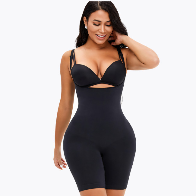 Черный корсет slim shapewear с пуш-ап попой, послеродовой, утягивающий комбидресс для коррекции фигуры XXL-XXXL