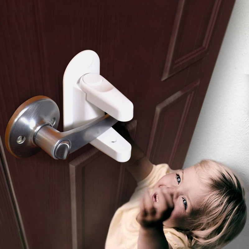 Универсальный детский замок Door Lever Lock для ручек , 2шт в комплекте, универсальный, белый фото - 8