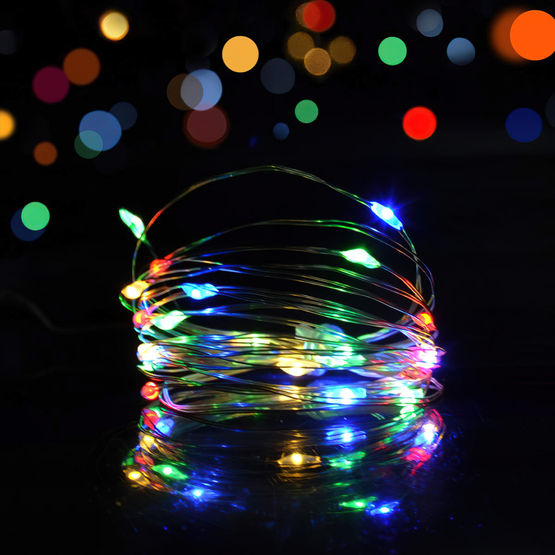 Светодиодная гирлянда на батарейках RD-301, 5 метров, 50 LED, разные цвета Разноцветный фото - 3