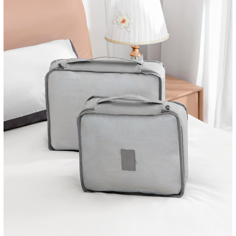 Набор 6 дорожных органайзеров Laundry Pouch. Комплект для вещей 6 в 1. Водонепроницаемая ткань, сетка, ручка фото - 2