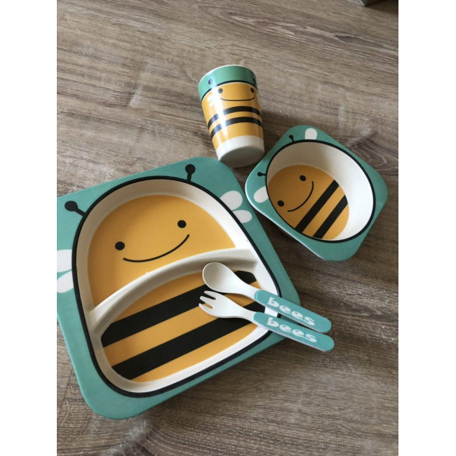 Набор детской бамбуковой посуды Elit LUX Baby 5 приборов, коллекция животных пчелка