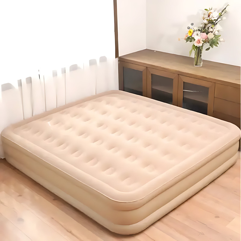 Надувная двуспальная кровать 200&times;150&times;40 см с встроенным электронасосом 220В, комплект 2 подушки, поверхность флок, до 250 кг фото - 5